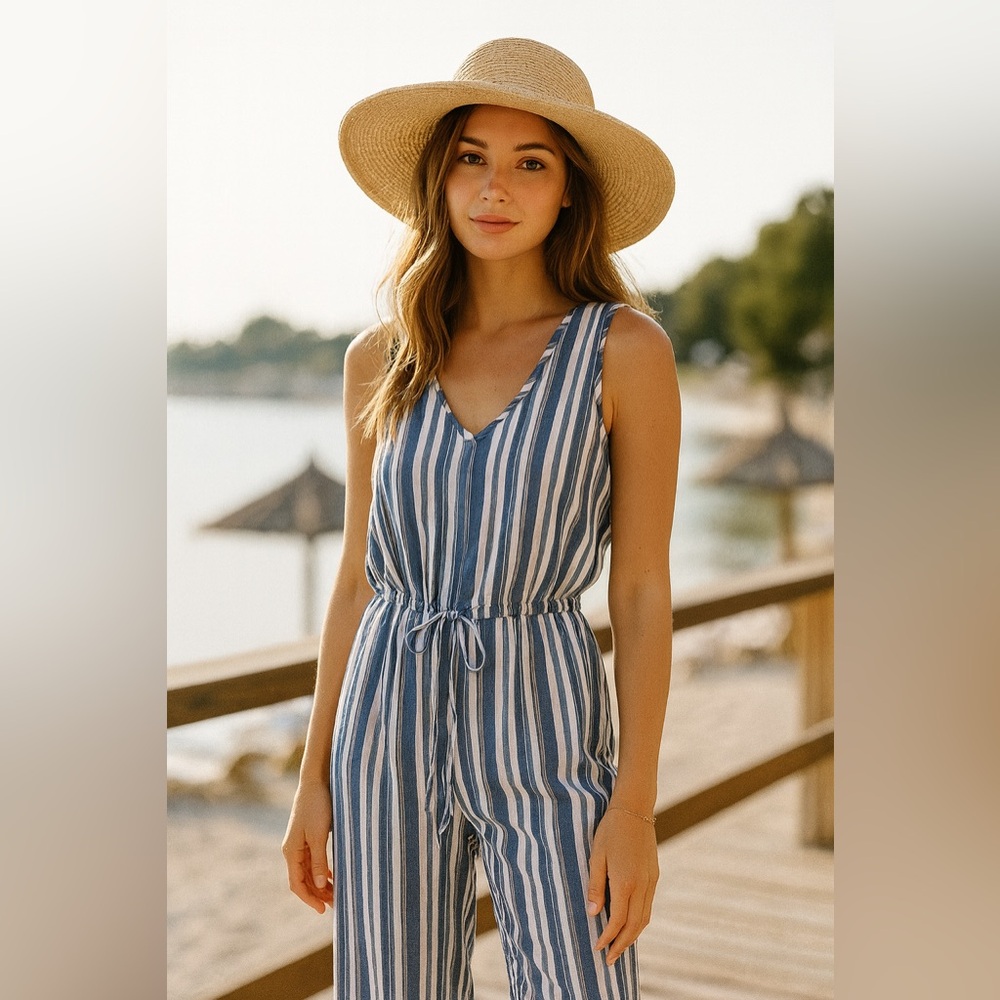 Anthropologie Drew Striped Wide Leg Jumpsuit
